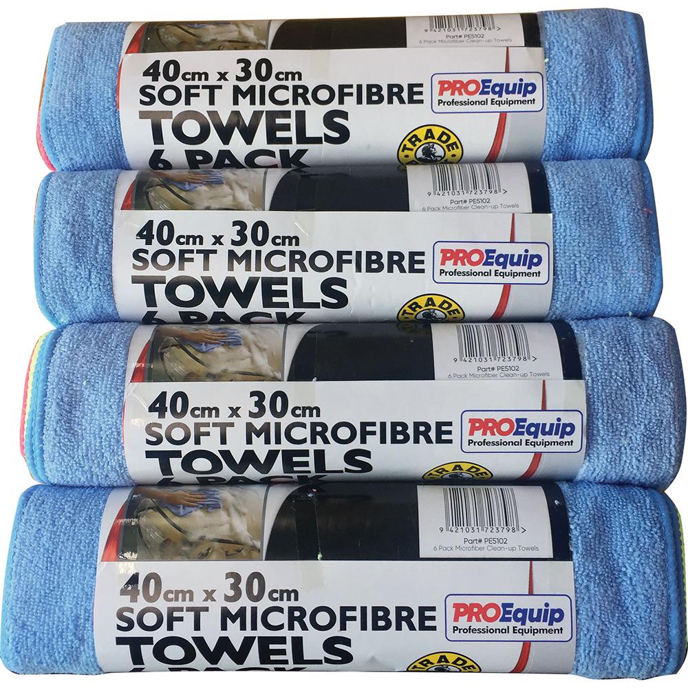 Proequip 24Pc Microfiber Clean-Up Cloths 40Cmx30Cm (4X6Pc) | Misc.-Workshop Equipment-Tool Factory