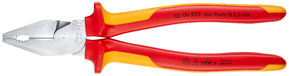 KNIPEX Pliers, Combination High Leverage, VDE, 225mm