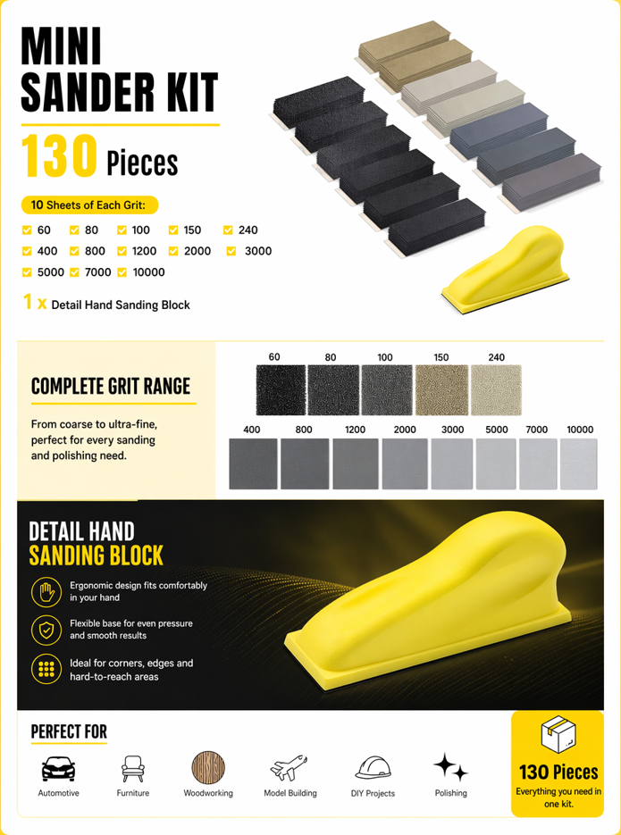131PC Sandpaper P60-P10000