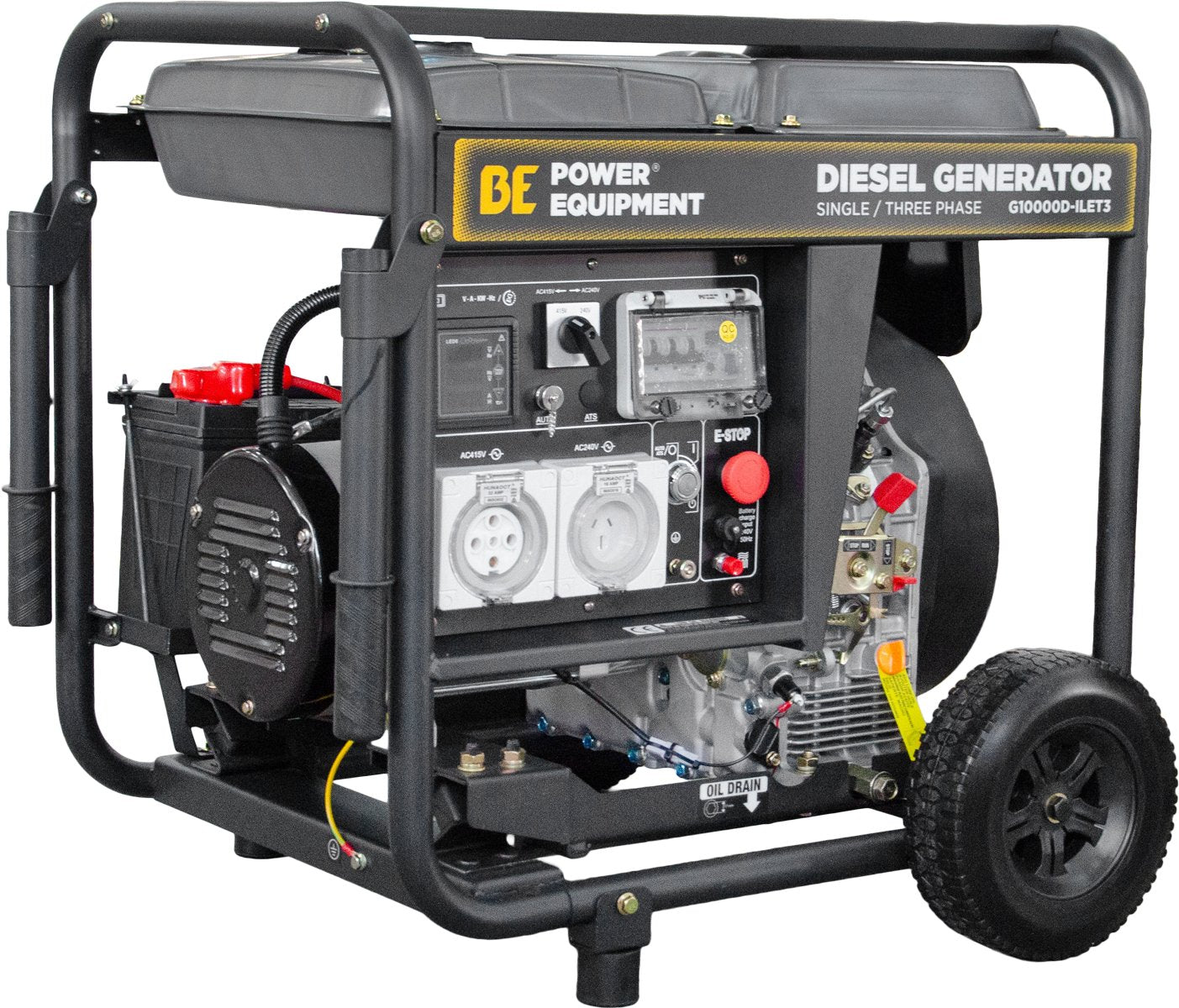 BE 10kVA Diesel Generator - 3-Phase Single Phase Open Frame with RCD | G10000D-ILET3