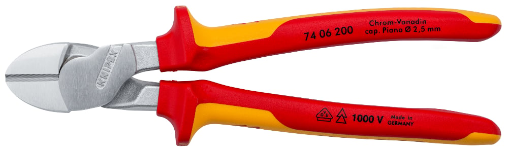 KNIPEX High Leverage Diagonal Cutting Pliers (VDE), 200mm