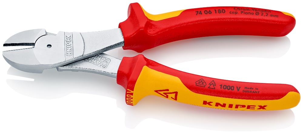 KNIPEX High Leverage Diagonal Cutting Pliers (VDE), 180mm