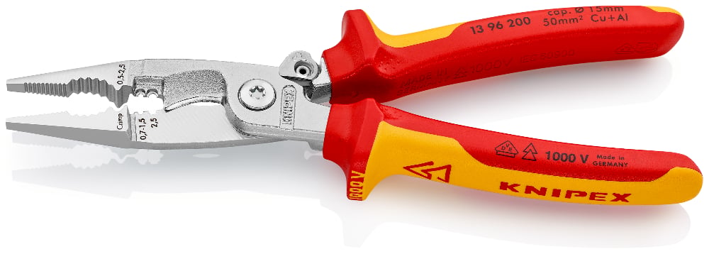 KNIPEX 6-in-1 Electrical Installation Pliers 200mm 1000V VDE Tether