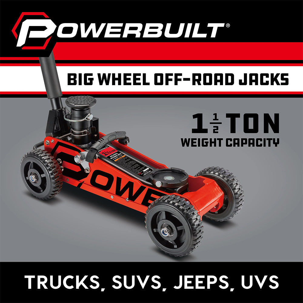 Powerbuilt 1.5 Ton Big Wheel Off Road Jack