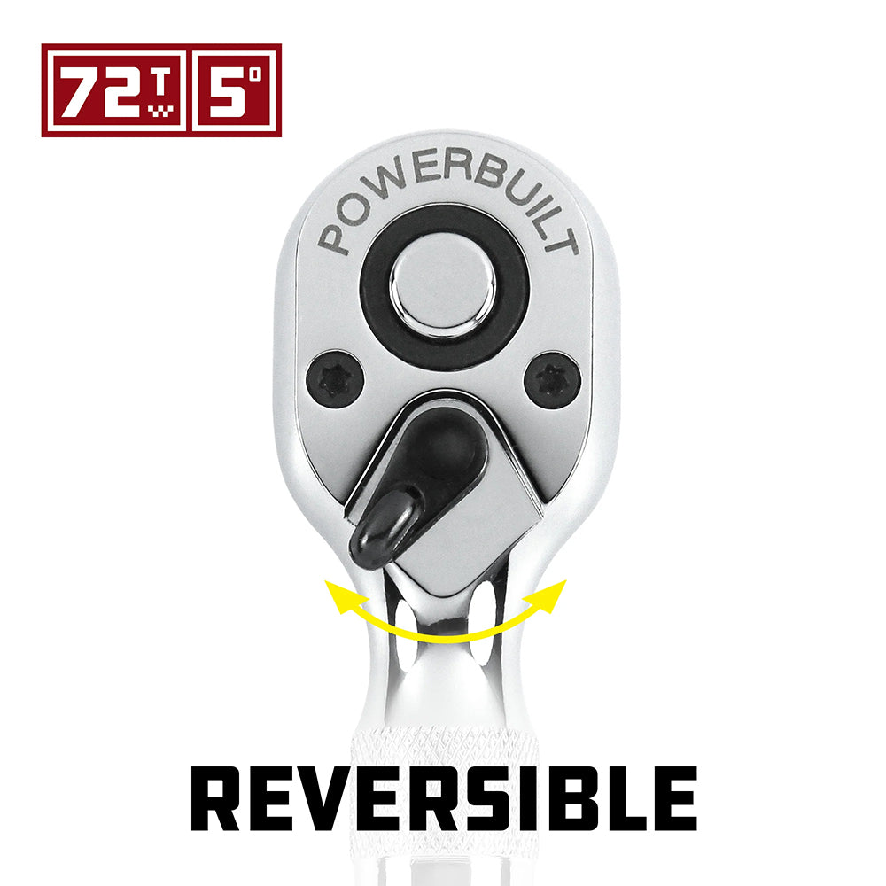 Powerbuilt 2pc 1/4in Dr & 3/8in Dr Stubby Ratchet Set