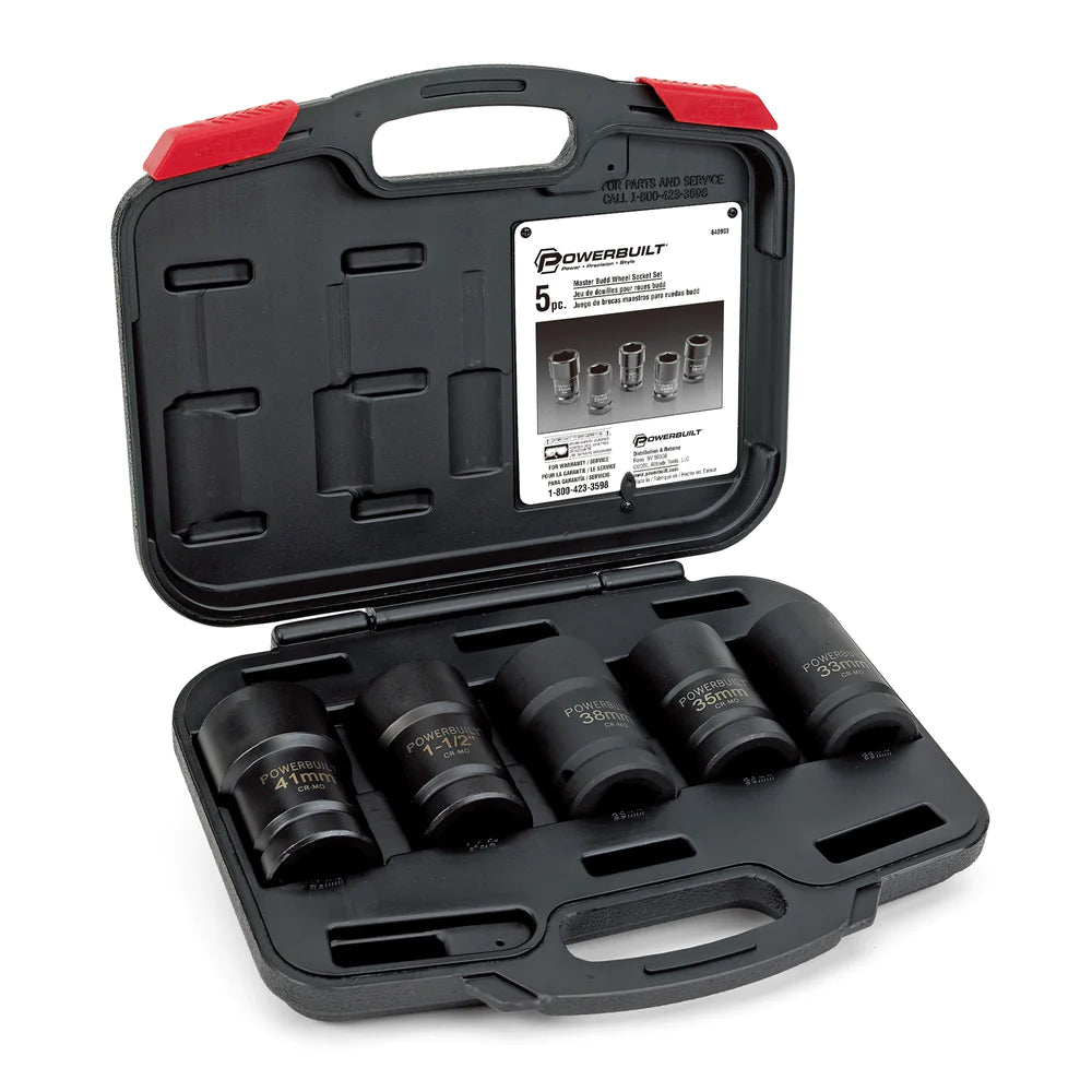 Powerbuilt 1in Dr 5pc Master Budd Wheel Socket Set