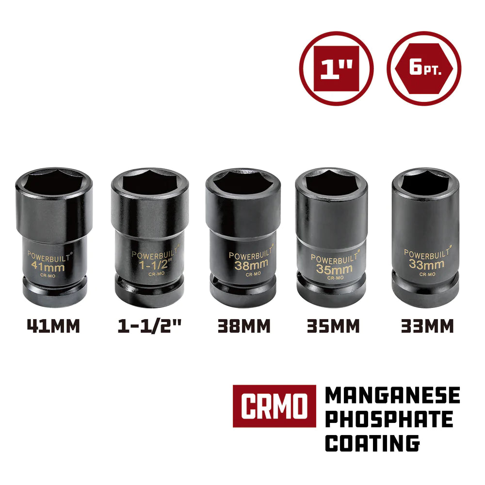 Powerbuilt 1in Dr 5pc Master Budd Wheel Socket Set