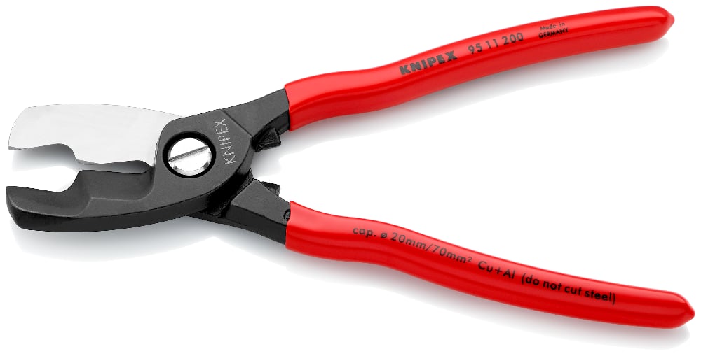 KNIPEX Shears Cable, Twin Cutting Edge, Plastic Coated, 200mm