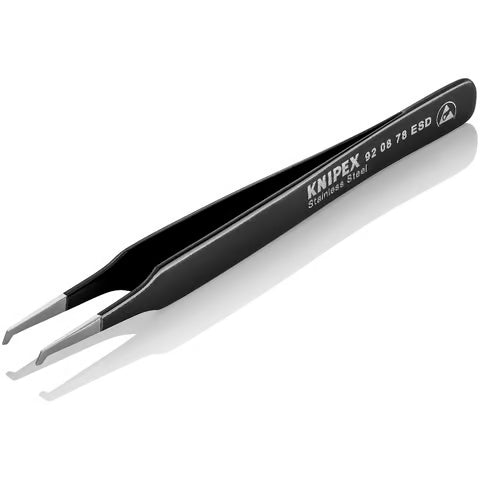 KNIPEX Tweezers Stainless Steel Angled Tips Smooth Grip Surface