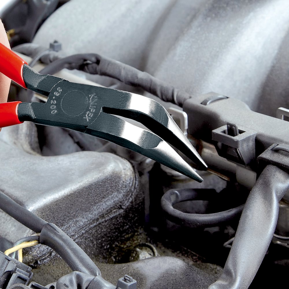 KNIPEX Mechanics Long Nose Pliers 200mm Bent Deep Reach