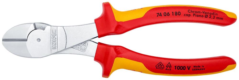 KNIPEX High Leverage Diagonal Cutting Pliers (VDE), 180mm