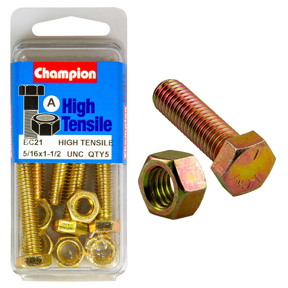 Champion 1-1/2in x 5/16in Set Screw & Nut (A) - GR5
