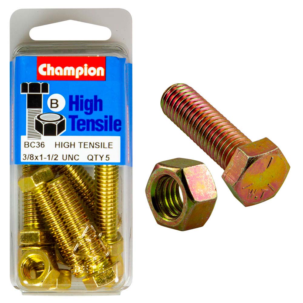 Champion 1-1/2in x 3/8in Set Screw & Nut (B) - GR5