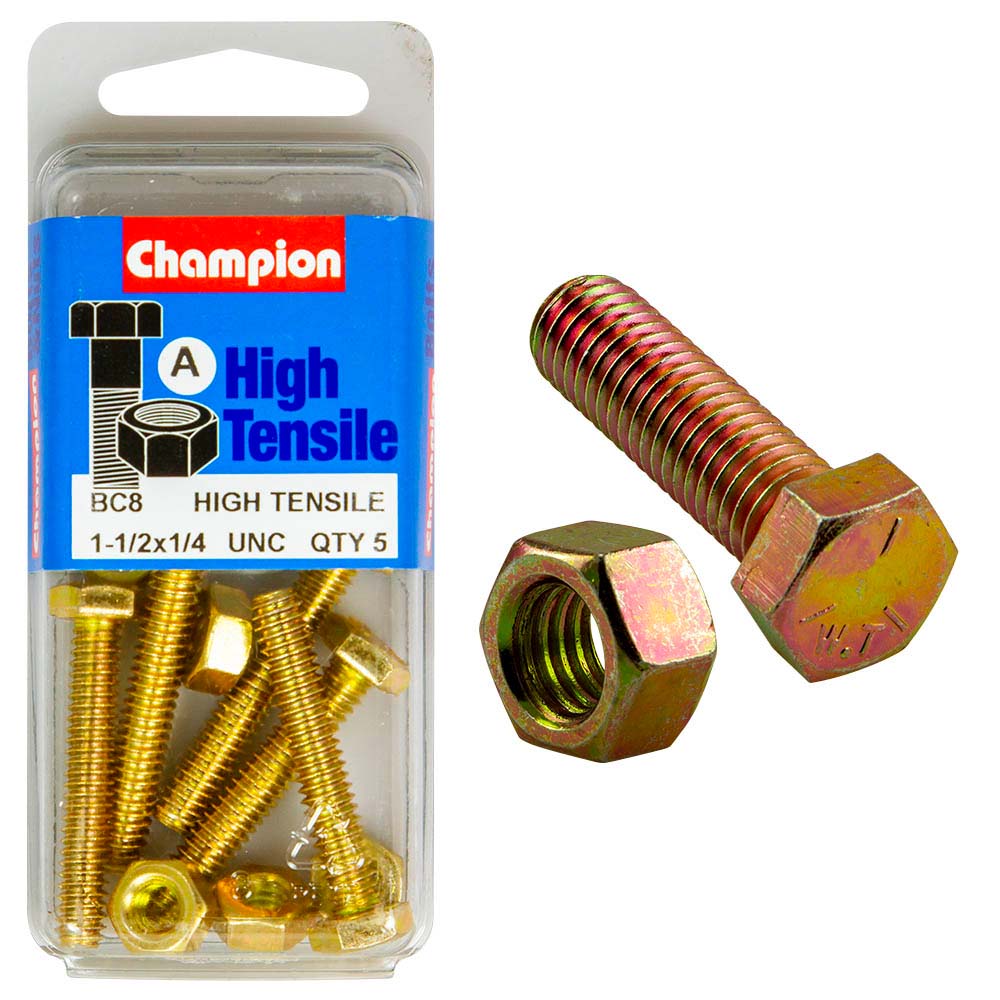 Champion 1-1/2in x 1/4in Set Screw & Nut (A) - GR5