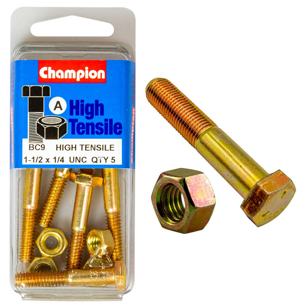 Champion 1-1/2in x 1/4in Bolt And Nut (A) - GR5
