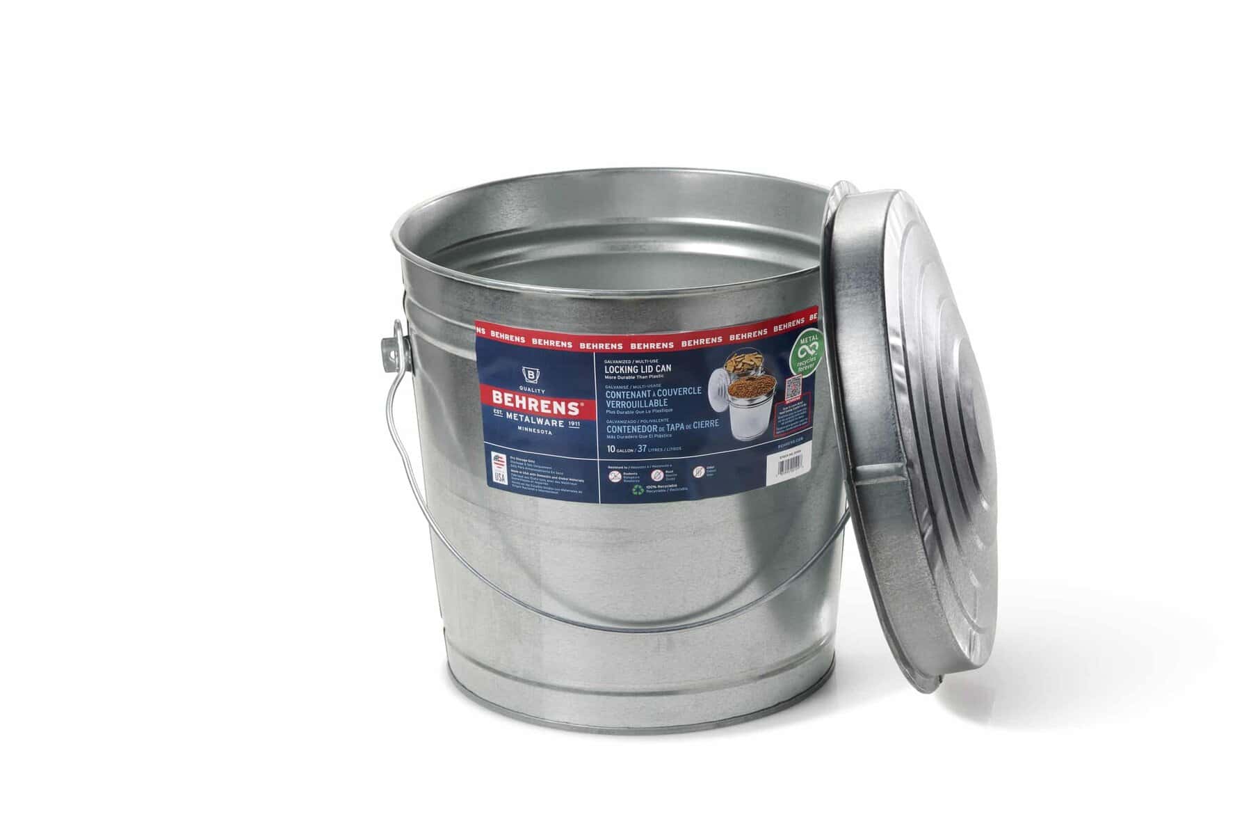 6 -Gallon Galvanized Steel Can with Locking Lid