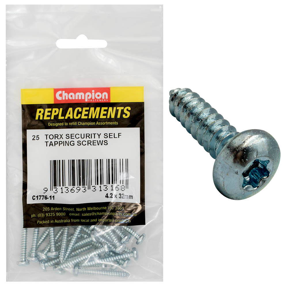 Champion 8G x 1-1/4in S/Tapping Screw -Pan -Tx -25pk