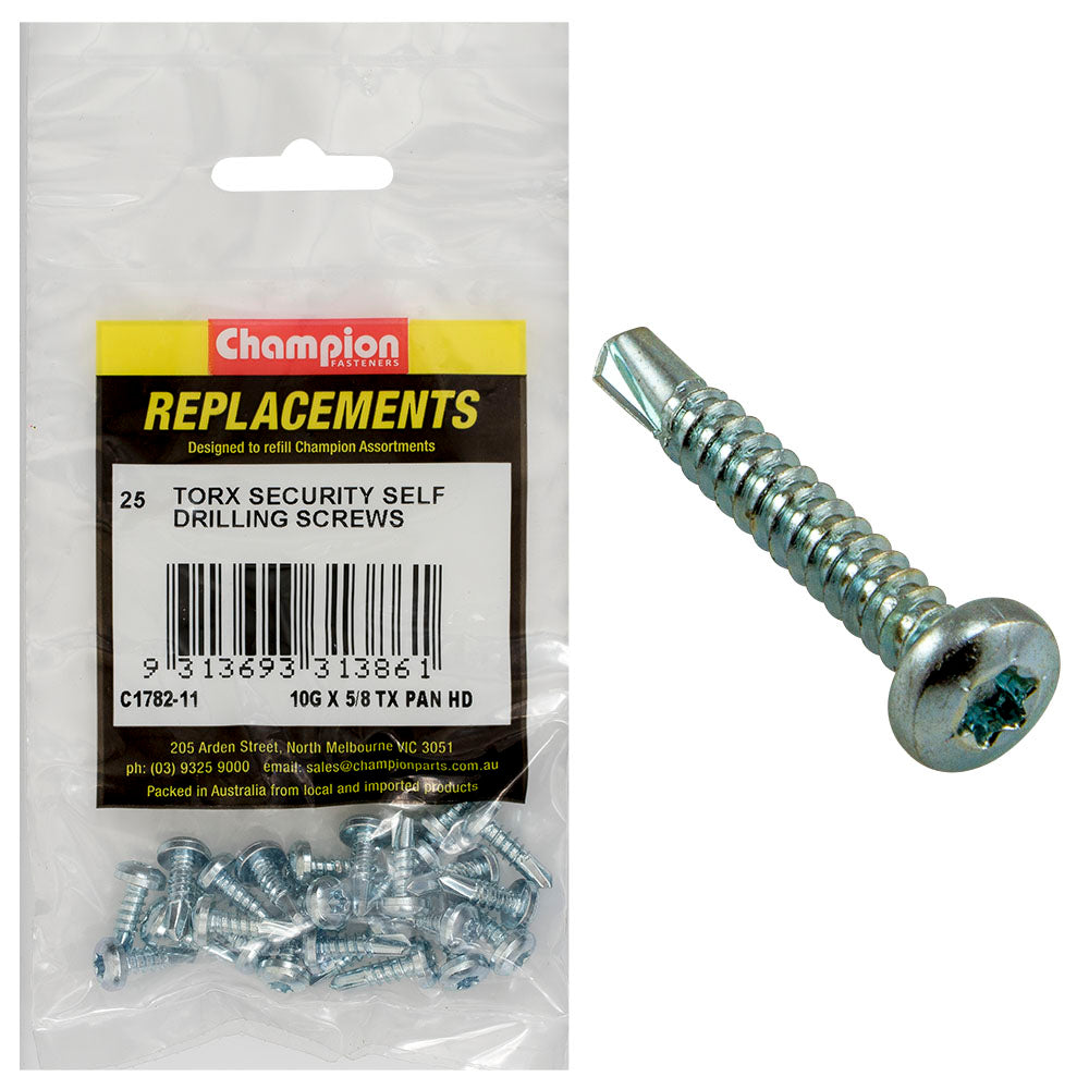 Champion 10G x 5/8in S/Drilling Screw -Pan -Tx -25pk