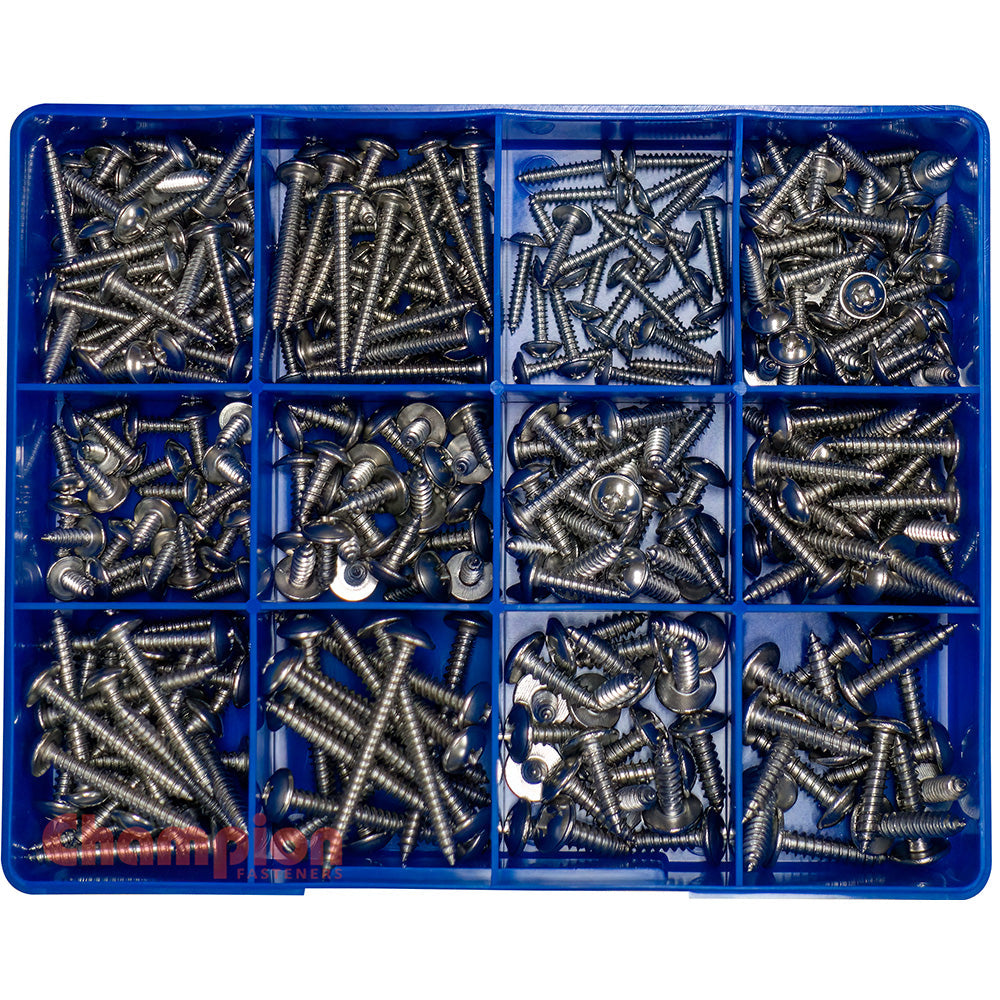 Champion 370pc SS Mushroom Head Self-Tapping Screw Kit