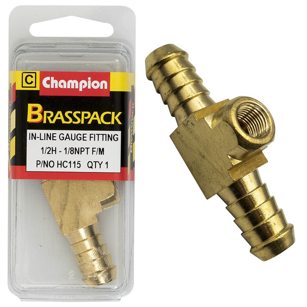 Champion In-Line Gauge Fittings Brass 1/2inH-1/8inNpt Female