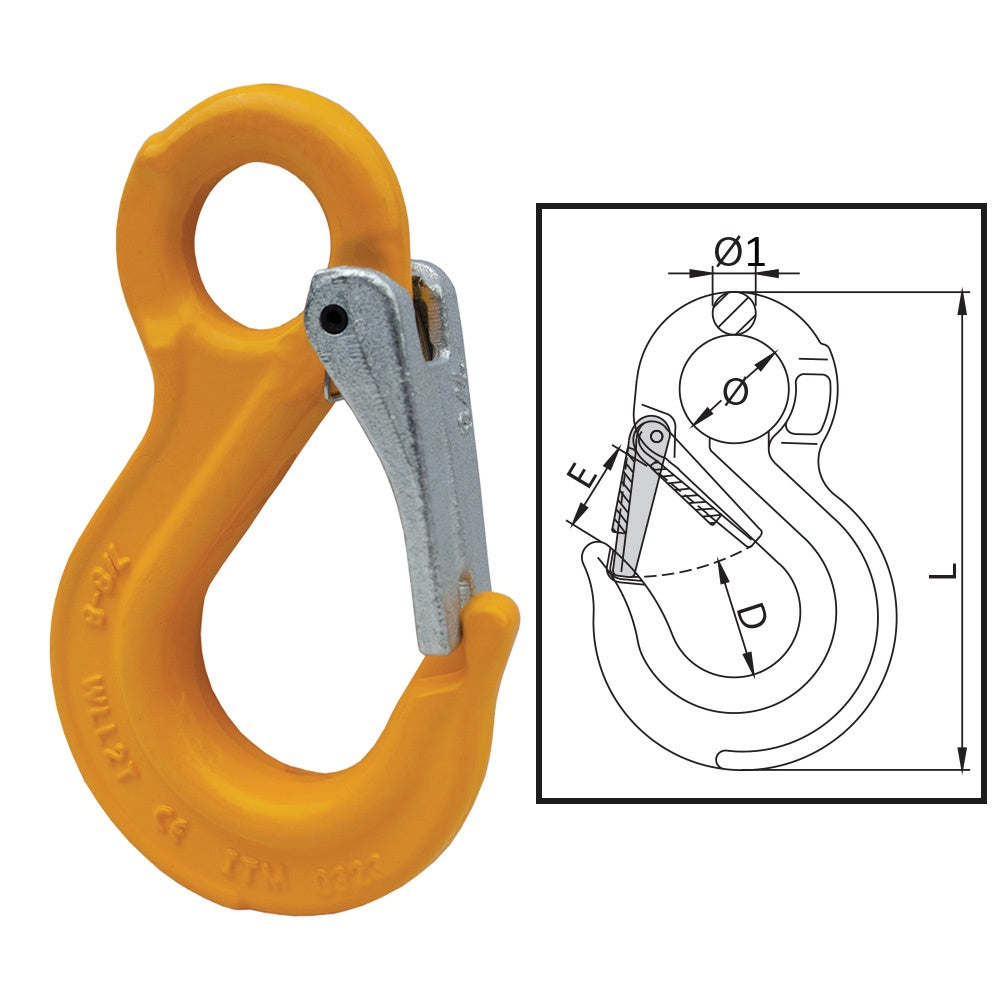 ITM G80 Components Eye Sling Hook w/ Safety Latch 10mm Chain