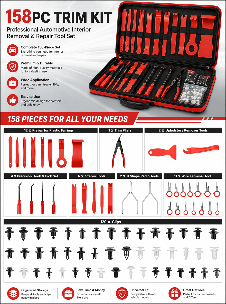 158PC Car Trim Removal Tool Auto Hand Tools