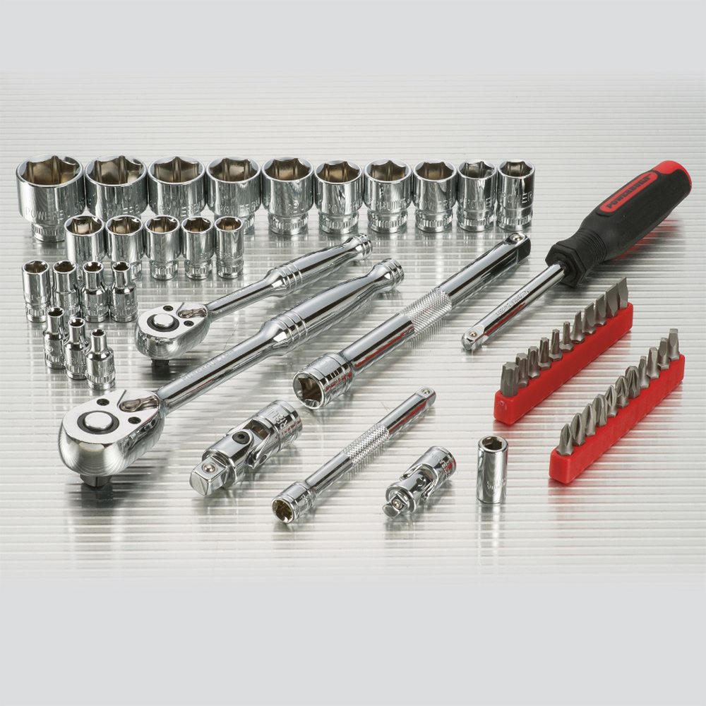 Powerbuilt 1/4" Dr, 3/8" Dr 53pc Metric Socket Set