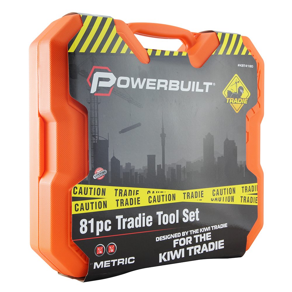 Powerbuilt 1/4” Dr, 1/2” Dr 81pc Metric Tradie Tool Set