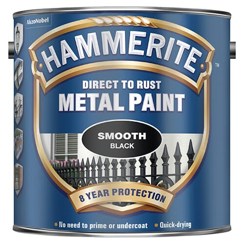 Hammerite Direct to Rust Metal Paint Smooth Black 2.5Litre