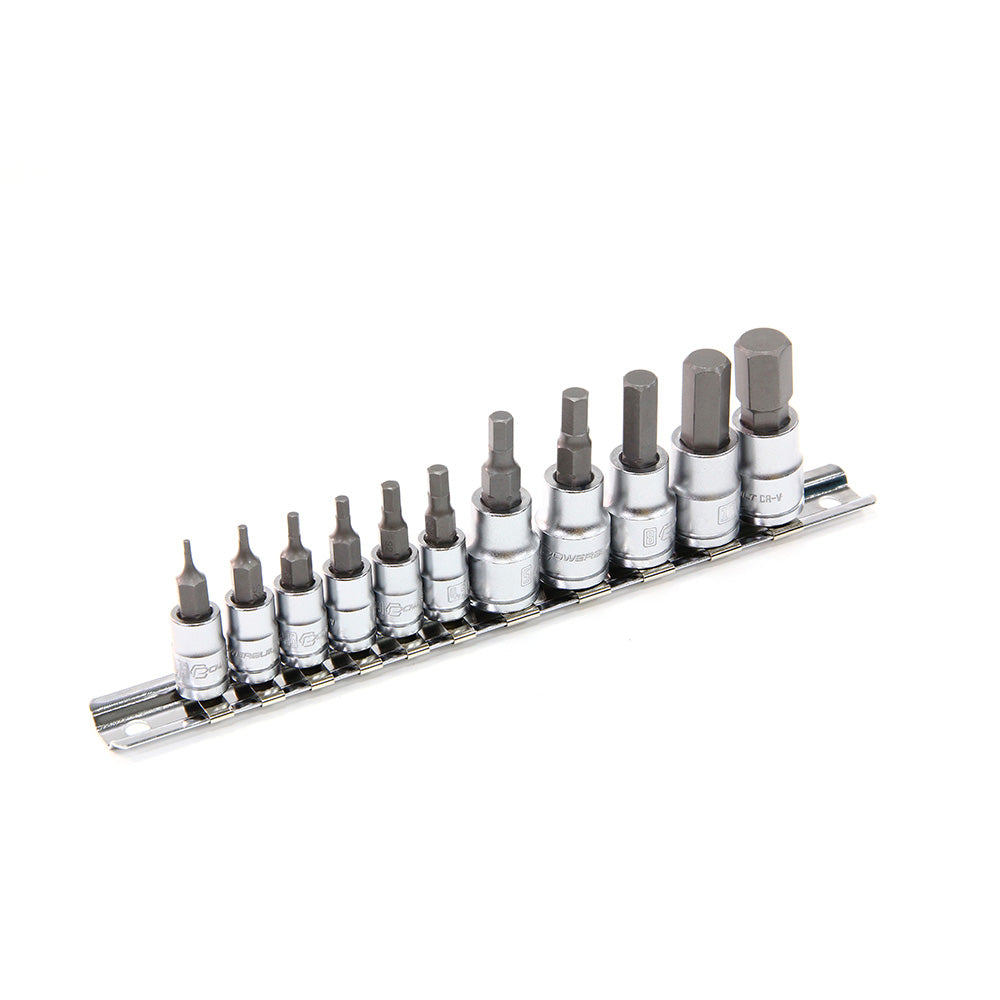 Powerbuilt 1/4in Dr 3/8in Dr 11pc Hex Bit Socket Set