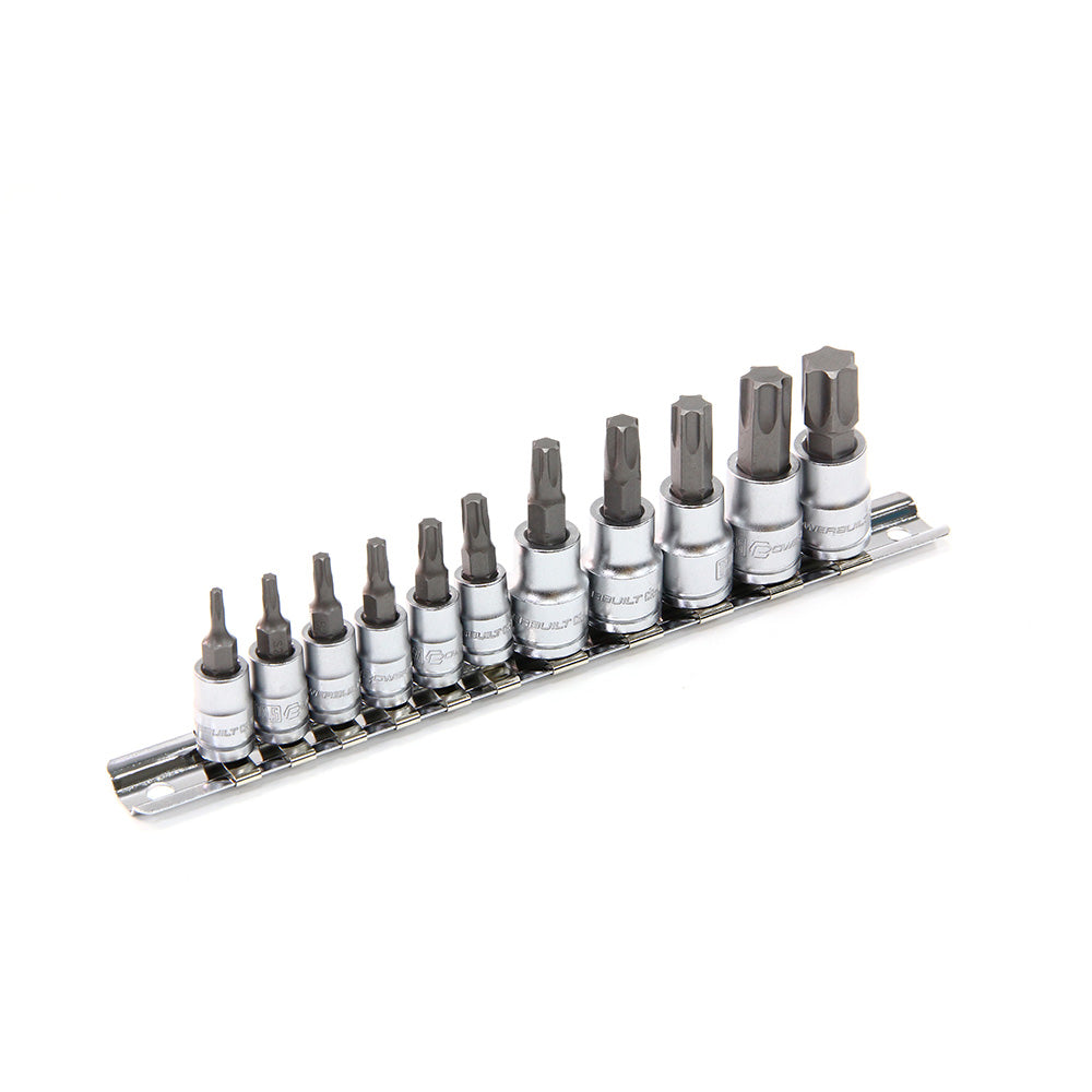 Powerbuilt 1/4in Dr 3/8in Dr 11pc Star / Torx Bit Socket Set
