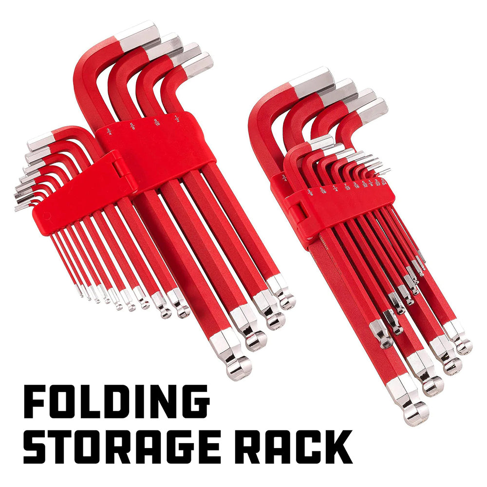 Powerbuilt 13pc Jumbo Long Magnetic Imperial Hex Key Wrench Set
