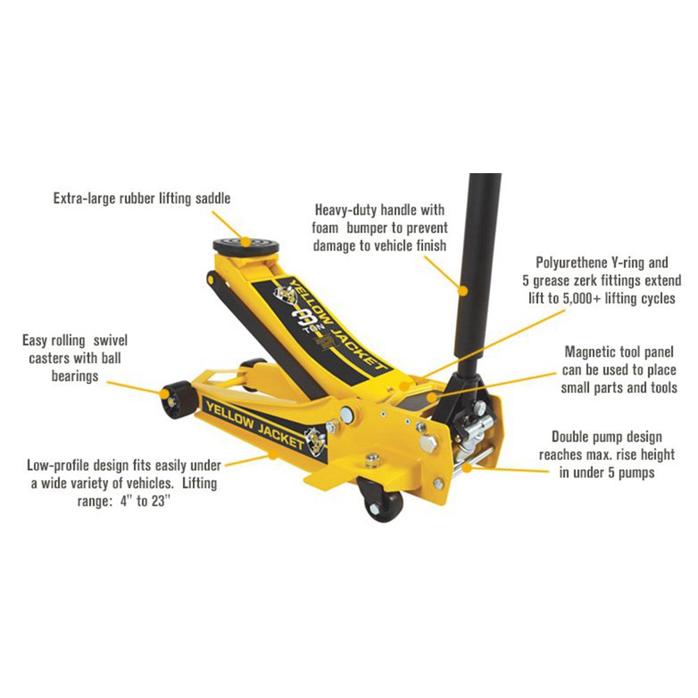 Powerbuilt 3 Ton / 2700kg Professional Super Duty Trolley Jack Yellow Jacket