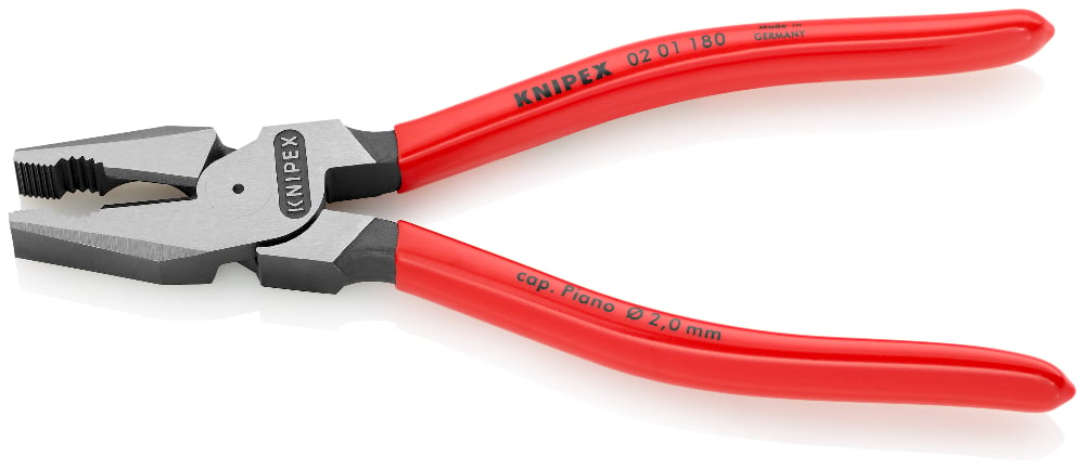 KNIPEX Pliers, Combination High Leverage, Plastic Coated, 180mm
