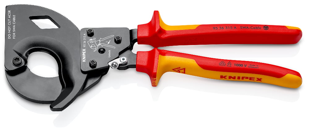 KNIPEX Ratcheting Cable Cutter (VDE) for SWA Cable, 315mm
