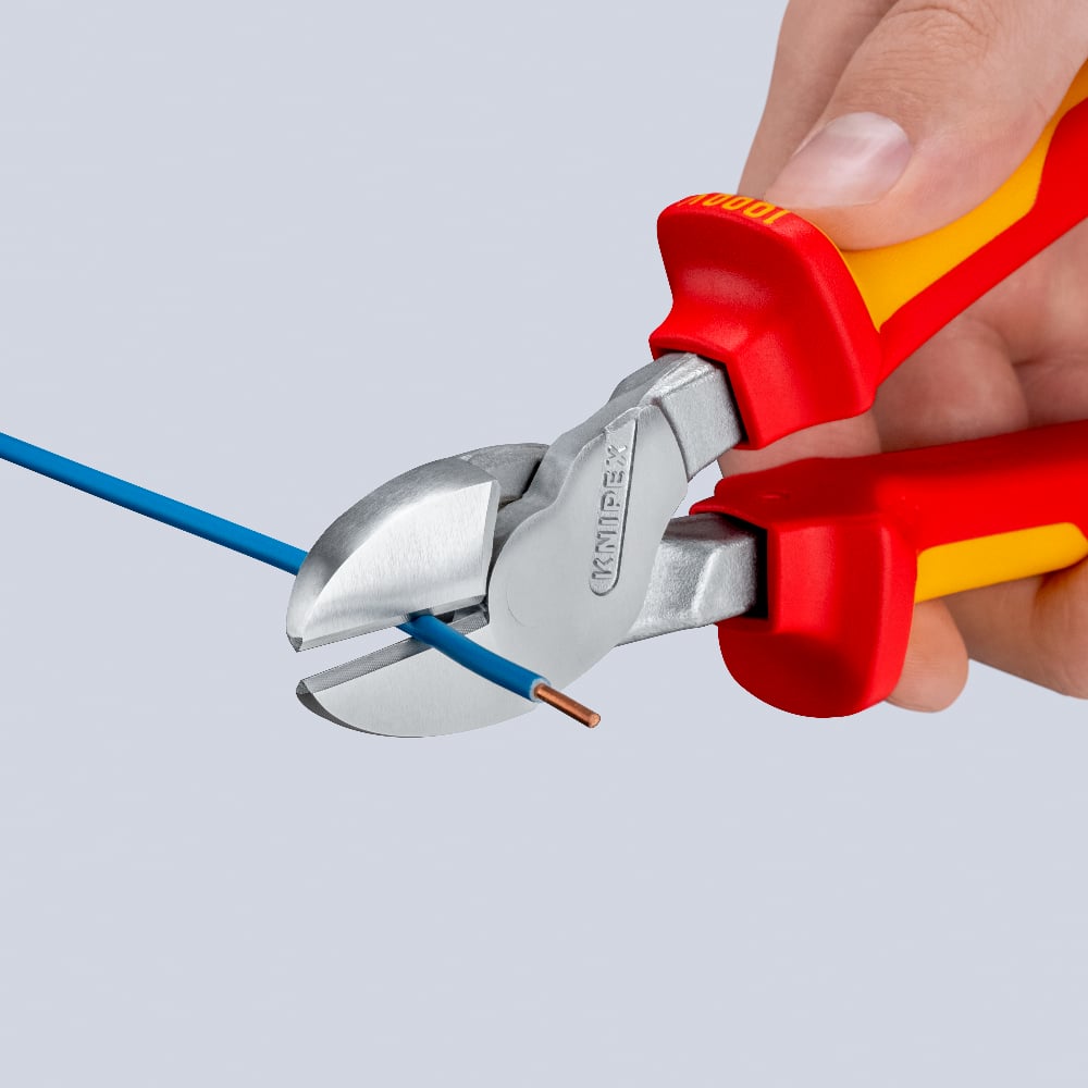 KNIPEX High Leverage Diagonal Cutting Pliers (VDE) w/ Tether Attachment, 200mm