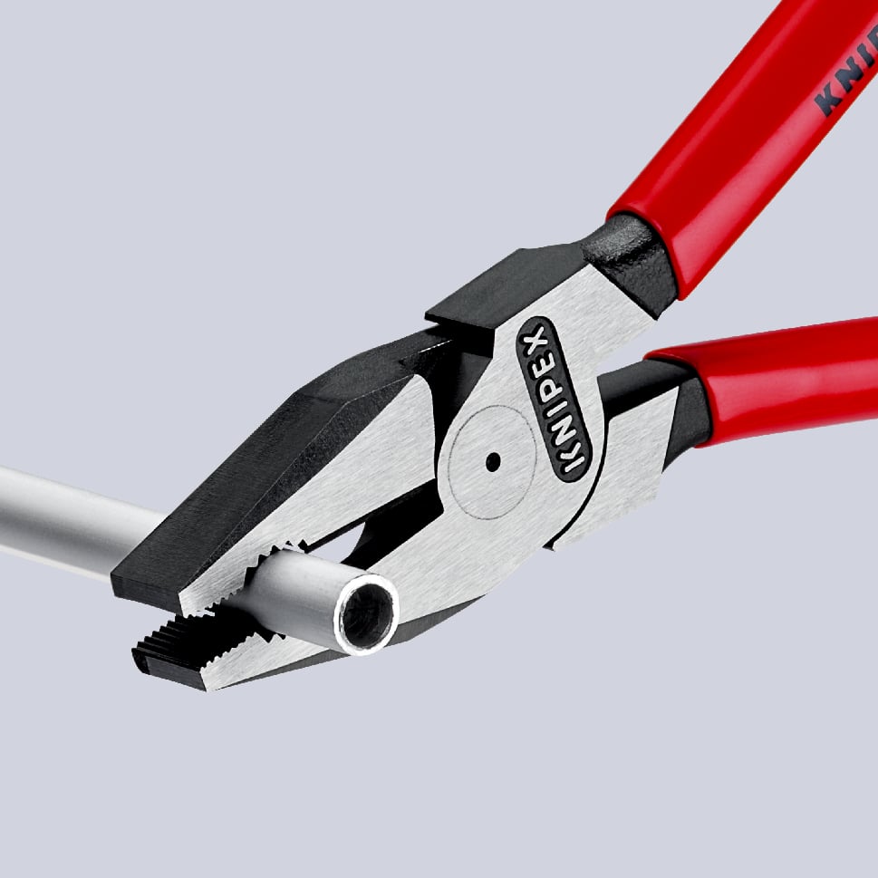 KNIPEX Pliers, Combination High Leverage, Plastic Coated, 180mm