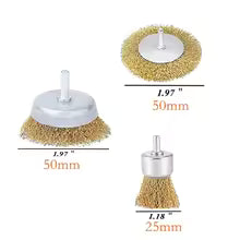 Wire Brush Set 3pc With Drill Attachment
