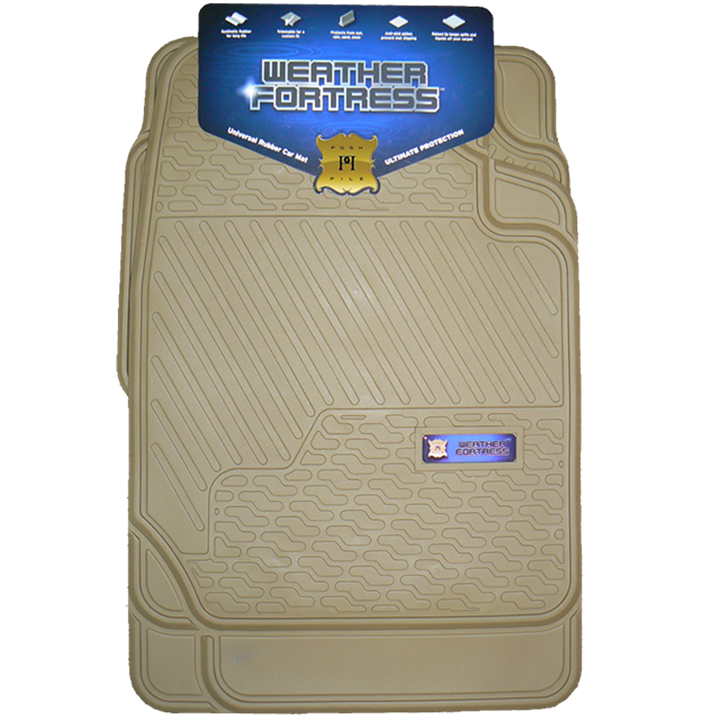 Posh Pile Weather Fortress 4 Piece Rubber Universal Fit Set Tan-Car Mats-Tool Factory
