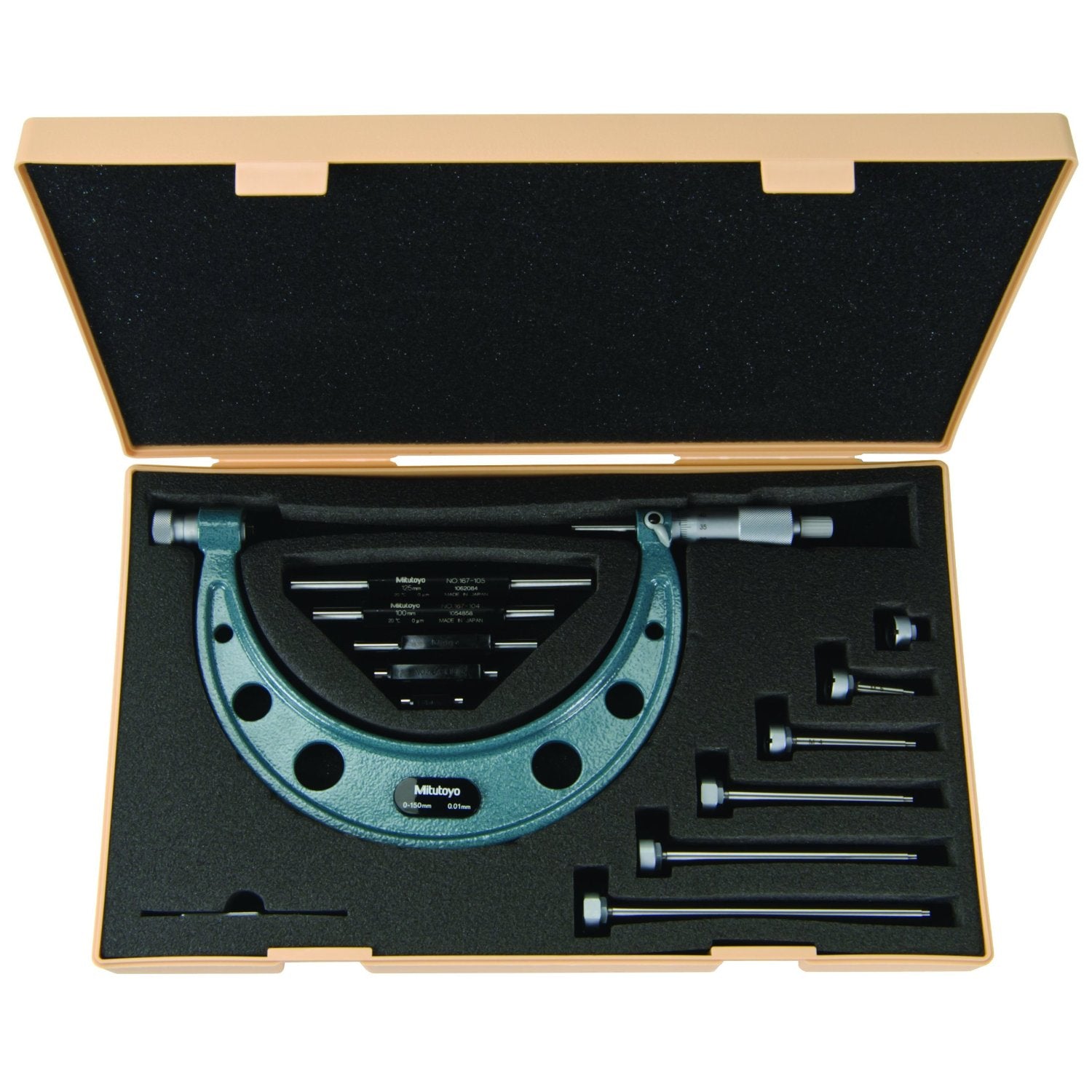 Mitutoyo Outside Micrometer Set Interchangeable Anvils 0-150mm x 0.01mm with Interchangeable Anvils-Mitutoyo-Tool Factory