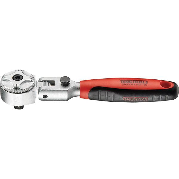 Teng 1/4In Dr. Flex-Head Stubby Ratchet Handle 72T | Socketry - 1/4 Inch Drive-Hand Tools-Tool Factory