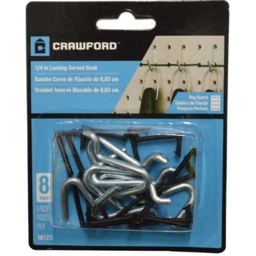 Crawford Pegboard Hooks Curved 8pce #18125 6mm