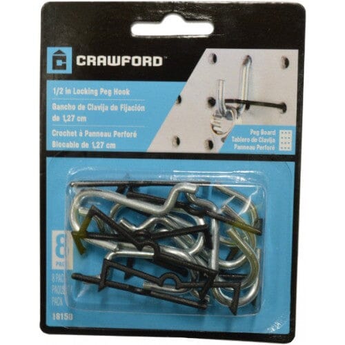 Crawford Pegboard Hooks Curved 8pce #18150 12mm