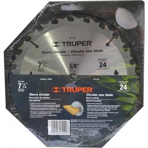 Truper Circular Saw Blade TCT 24-Tooth 184mm x 16mm