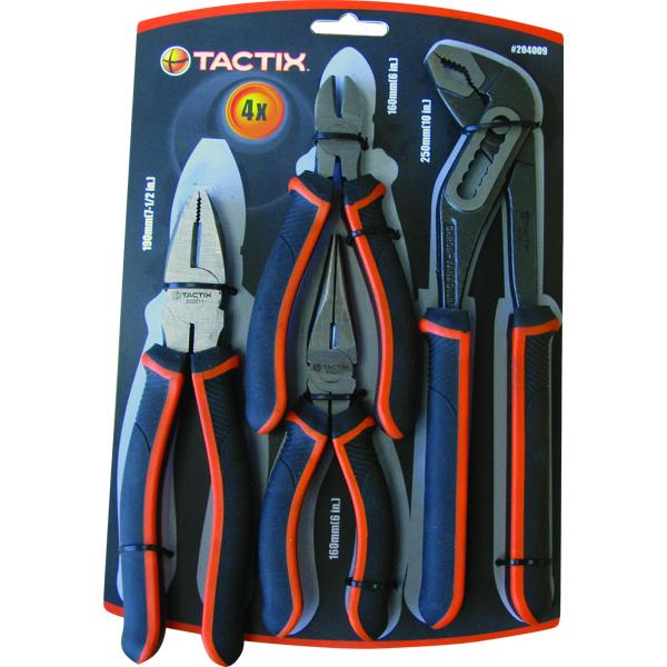 Tactix 4Pc Plier Set | Pliers - Sets-Hand Tools-Tool Factory