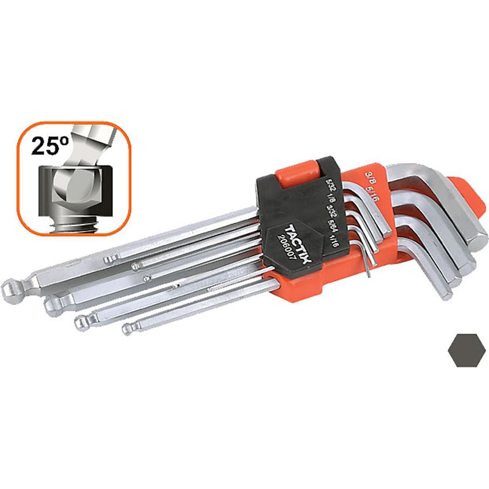 Tactix Hex Key Long 9Pc Sae | Wrenches & Spanners - Sets-Hand Tools-Tool Factory