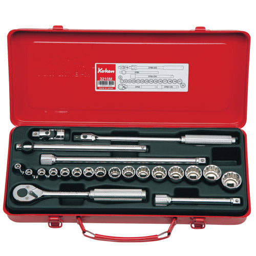 Koken 3/8" Dr Socket Set - 22pc 6pt 6-12mm, 12pt 13-22mm-Sockets & Accessories-Tool Factory