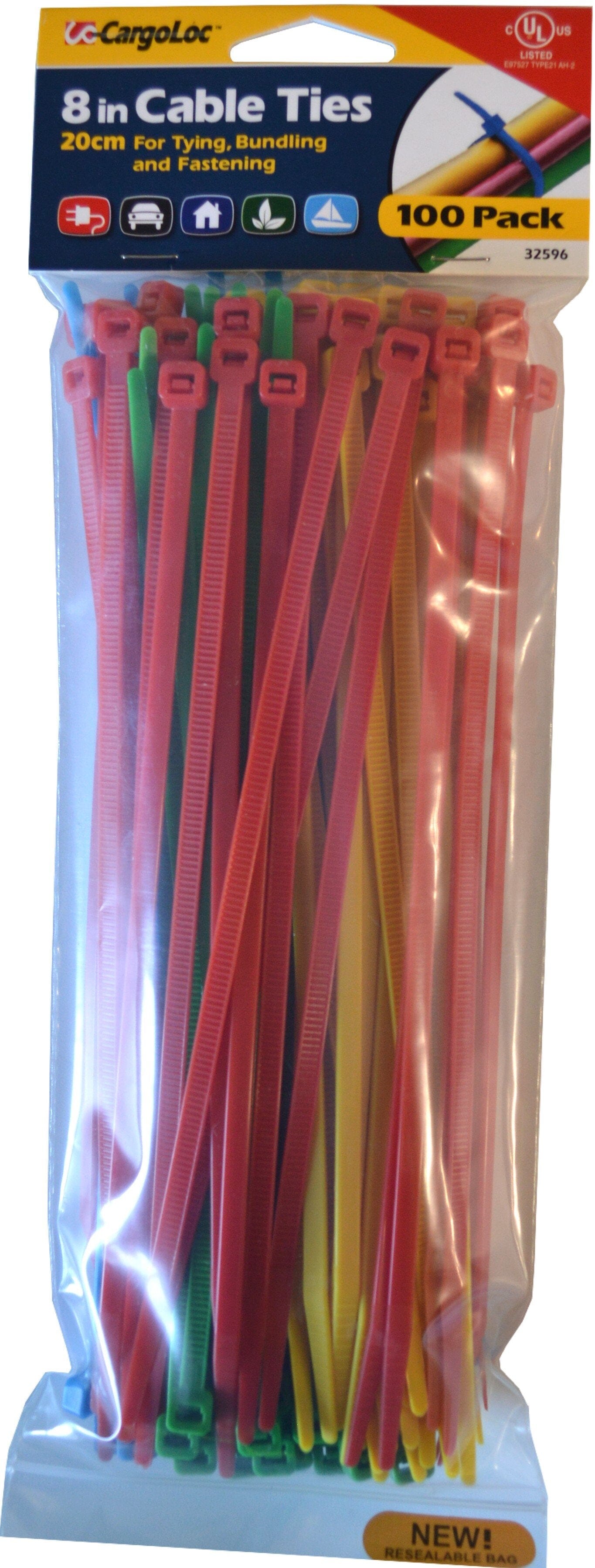 Cargoloc Cable Ties Assorted Colours 100-pce 50lb Capacity #32596 200mm