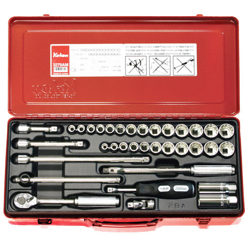 Koken 3/8" Dr Socket Set - 35pc 5/16"-7/8", 9-22mm-Sockets & Accessories-Tool Factory