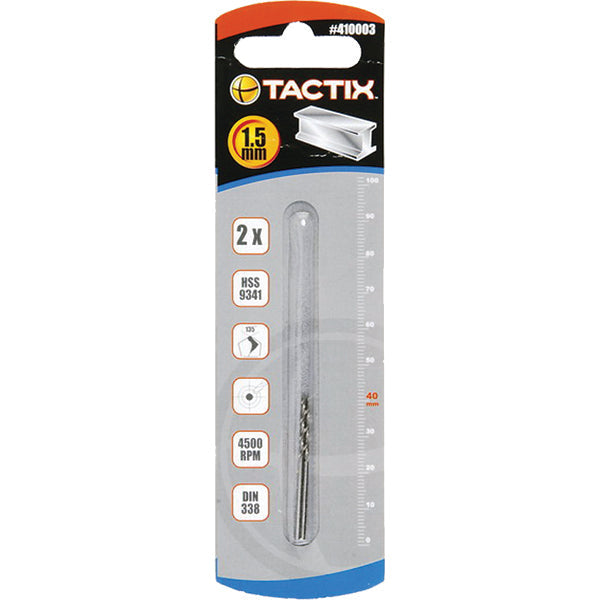 Tactix HSS Twist Drill 1.5mm 2pc**